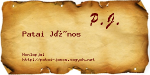 Patai János névjegykártya